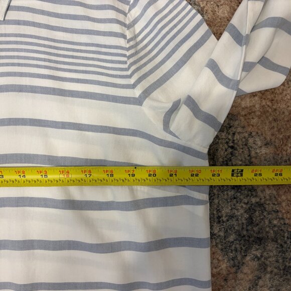 J. Jill Women's Blue/White Mixed-Stripe Button-Front Tunic Shirt Top L - Picture 7 of 9